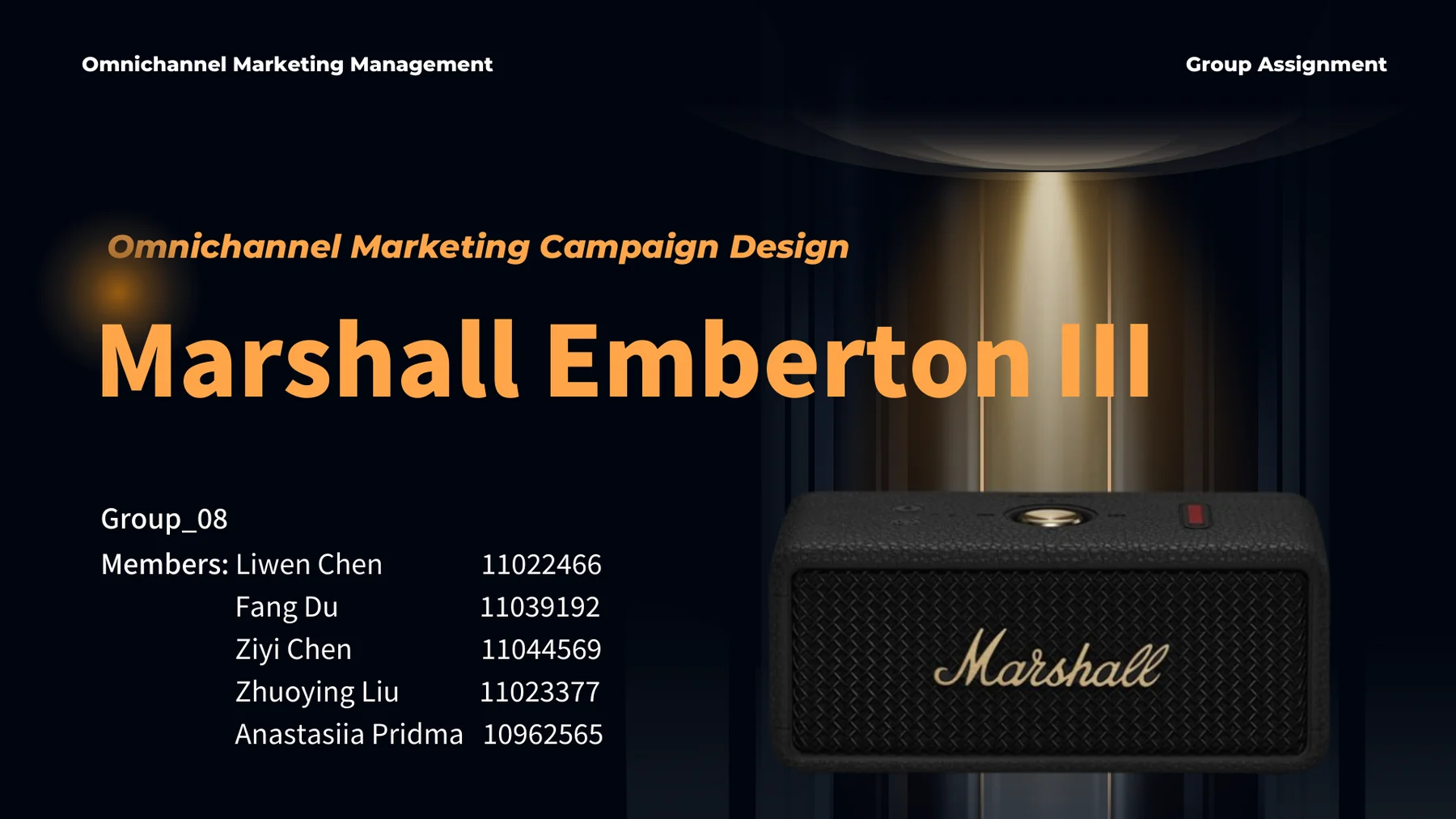 Cover of the Marshall Emberton III omnichannel campaign deck.